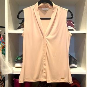 Calvin Klein V-Neck Blush Blouse